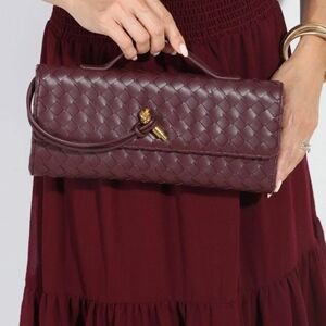 Elegant Burgundy Woven Clutch